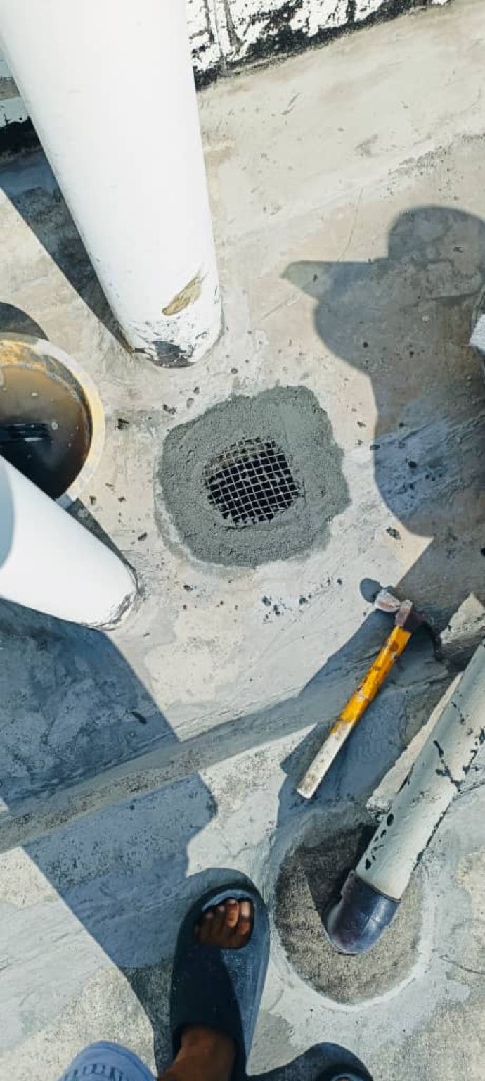 Roof drain waterproofing detail repair